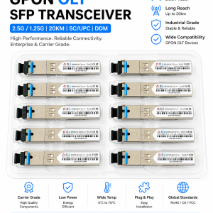GPON OLT SFP C+++ Module 2.5G/1.25G 20KM SC | Class C+++ Optical Transceiver for OLT (1490nm/1310nm)